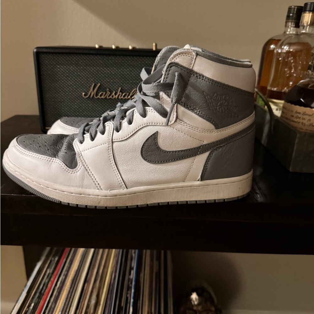 Nike Air Jordan 1 MidMen's White and Gray High-Top S.  Lightly worn.  No box